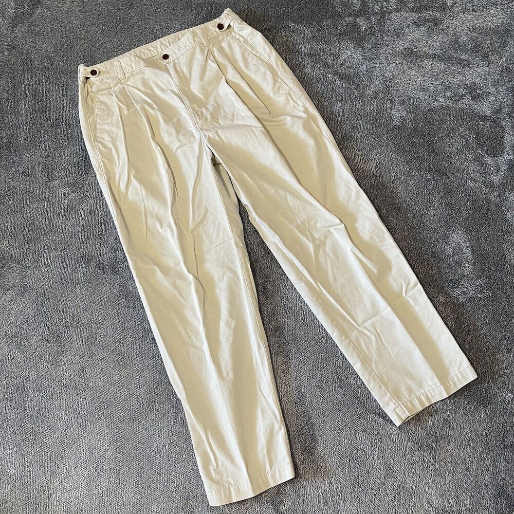 Vintage 90s Dockers Beige Pleated Khaki Pants Mens 36W 30L Straight Leg